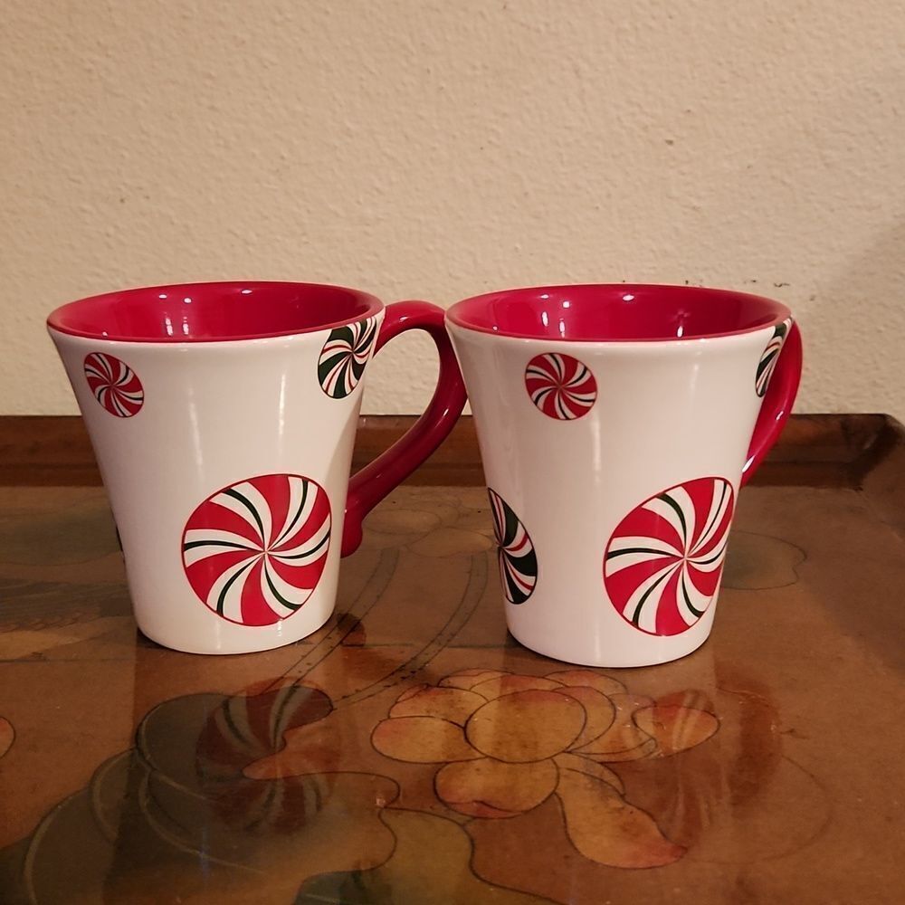 Pier 1 Imports Candy Cane Cup Mug 10oz. Set of 2